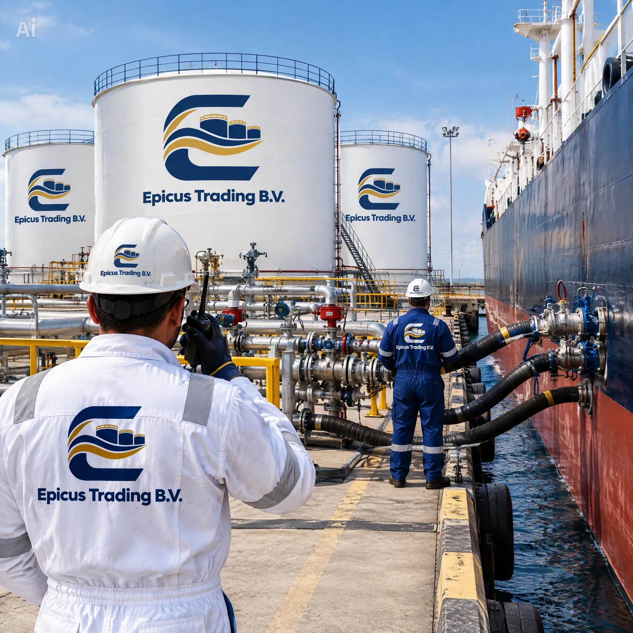 Epicus team supervising a vessel transfer at the jetty